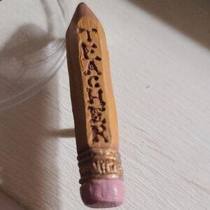 School Teacher Yellow Pencil Vintage 1980's Lapel Pin Brooch